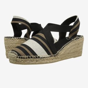 Striped Espadrille Wedge Sandals